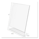 deflecto® wholesale. Classic Image Slanted Sign Holder, Portrait, 8 1-2 X 11 Insert, Clear. HSD Wholesale: Janitorial Supplies, Breakroom Supplies, Office Supplies.