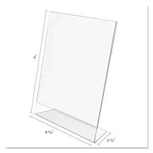 deflecto® wholesale. Classic Image Slanted Sign Holder, Portrait, 8 1-2 X 11 Insert, Clear. HSD Wholesale: Janitorial Supplies, Breakroom Supplies, Office Supplies.