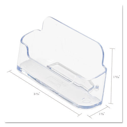 deflecto® wholesale. Horizontal Business Card Holder, 50 Card Cap, 3 7-8 X 1 13-16 X 1 3-8, Clear. HSD Wholesale: Janitorial Supplies, Breakroom Supplies, Office Supplies.