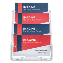 Load image into Gallery viewer, deflecto® wholesale. 4-pocket Business Card Holder, 200 Card Cap, 3 15-16 X 3 3-4 X 3 1-2, Clear. HSD Wholesale: Janitorial Supplies, Breakroom Supplies, Office Supplies.