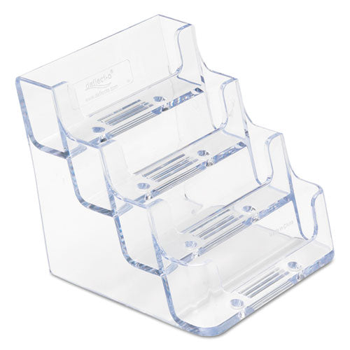 deflecto® wholesale. 4-pocket Business Card Holder, 200 Card Cap, 3 15-16 X 3 3-4 X 3 1-2, Clear. HSD Wholesale: Janitorial Supplies, Breakroom Supplies, Office Supplies.