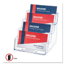 Load image into Gallery viewer, deflecto® wholesale. 4-pocket Business Card Holder, 200 Card Cap, 3 15-16 X 3 3-4 X 3 1-2, Clear. HSD Wholesale: Janitorial Supplies, Breakroom Supplies, Office Supplies.