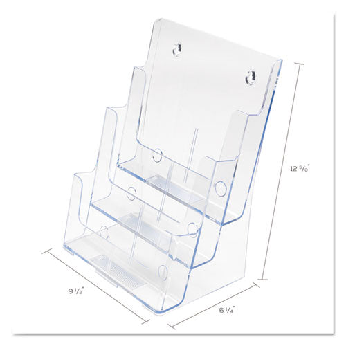 deflecto® wholesale. 3-compartment Docuholder, Magazine Size, 9.5w X 6.25d X 12.63, Clear. HSD Wholesale: Janitorial Supplies, Breakroom Supplies, Office Supplies.