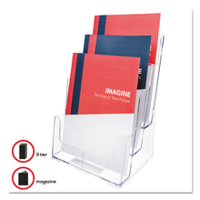 Load image into Gallery viewer, deflecto® wholesale. 3-compartment Docuholder, Magazine Size, 9.5w X 6.25d X 12.63, Clear. HSD Wholesale: Janitorial Supplies, Breakroom Supplies, Office Supplies.