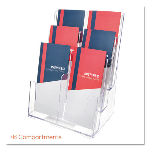 deflecto® wholesale. 6-compartment Docuholder, Leaflet Size, 9.63w X 6.25d X 12.63h, Clear. HSD Wholesale: Janitorial Supplies, Breakroom Supplies, Office Supplies.