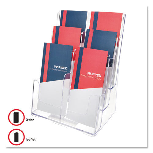 deflecto® wholesale. 6-compartment Docuholder, Leaflet Size, 9.63w X 6.25d X 12.63h, Clear. HSD Wholesale: Janitorial Supplies, Breakroom Supplies, Office Supplies.