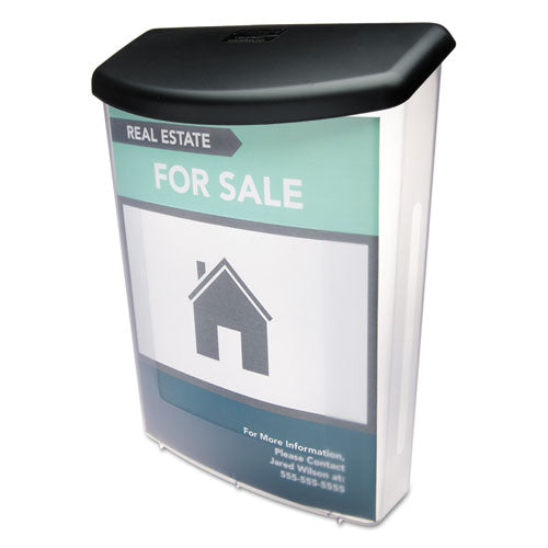 deflecto® wholesale. Outdoor Literature Box, 10w X 4.5d X 13.13h, Clear-black. HSD Wholesale: Janitorial Supplies, Breakroom Supplies, Office Supplies.