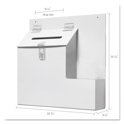deflecto® wholesale. Suggestion Box Literature Holder W-locking Top, 13 3-4 X 3 5-8 X 13, White. HSD Wholesale: Janitorial Supplies, Breakroom Supplies, Office Supplies.