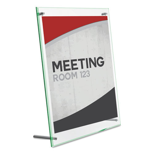 deflecto® wholesale. Superior Image Beveled Edge Sign Holder, Letter Insert, Clear-green-tinted Edges. HSD Wholesale: Janitorial Supplies, Breakroom Supplies, Office Supplies.