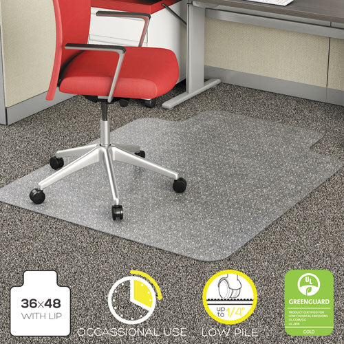 deflecto® wholesale. Economat Occasional Use Chair Mat, Low Pile Carpet, Roll, 36 X 48, Lipped, Clear. HSD Wholesale: Janitorial Supplies, Breakroom Supplies, Office Supplies.