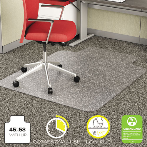 deflecto® wholesale. Economat Occasional Use Chair Mat For Low Pile Carpet, 45 X 53, Wide Lipped, Clear. HSD Wholesale: Janitorial Supplies, Breakroom Supplies, Office Supplies.