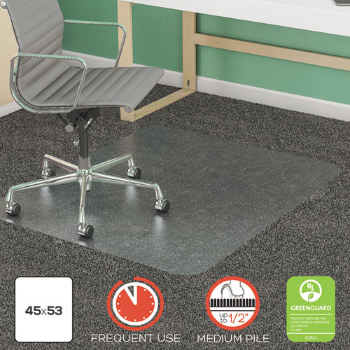 deflecto® wholesale. Supermat Frequent Use Chair Mat, Med Pile Carpet, Roll, 45 X 53, Rectangular, Clear. HSD Wholesale: Janitorial Supplies, Breakroom Supplies, Office Supplies.