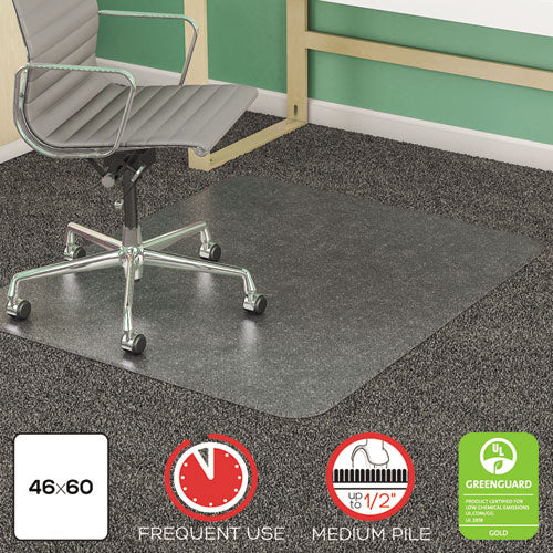 deflecto® wholesale. Supermat Frequent Use Chair Mat, Medium Pile Carpet, Flat, 46 X 60, Rectangle, Clear. HSD Wholesale: Janitorial Supplies, Breakroom Supplies, Office Supplies.