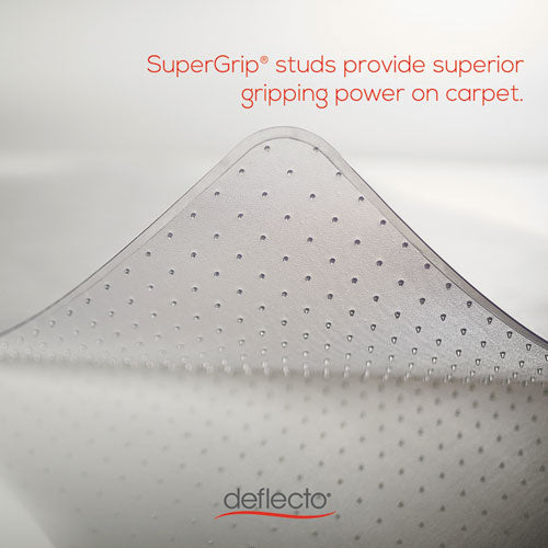 deflecto® wholesale. Supermat Frequent Use Chair Mat, Medium Pile Carpet, Flat, 46 X 60, Rectangle, Clear. HSD Wholesale: Janitorial Supplies, Breakroom Supplies, Office Supplies.