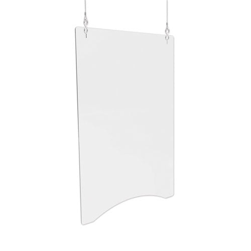 deflecto® wholesale. Hanging Barrier, 23.75" X 35.75", Acrylic, Clear, 2-carton. HSD Wholesale: Janitorial Supplies, Breakroom Supplies, Office Supplies.