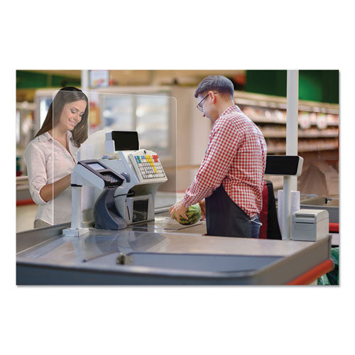 deflecto® wholesale. Mounting Safety Barrier With Full Shield, 23.75" X 31.75", Polycarbonate, Clear, 2-carton. HSD Wholesale: Janitorial Supplies, Breakroom Supplies, Office Supplies.