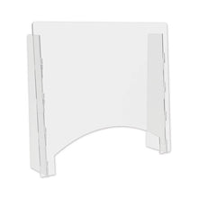 Load image into Gallery viewer, deflecto® wholesale. Counter Top Barrier With Pass Thru, 27&quot; X 6&quot; X 23.75&quot;, Acrylic, Clear, 2-carton. HSD Wholesale: Janitorial Supplies, Breakroom Supplies, Office Supplies.