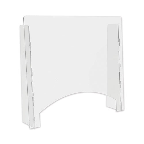 deflecto® wholesale. Counter Top Barrier With Pass Thru, 27" X 6" X 23.75", Acrylic, Clear, 2-carton. HSD Wholesale: Janitorial Supplies, Breakroom Supplies, Office Supplies.