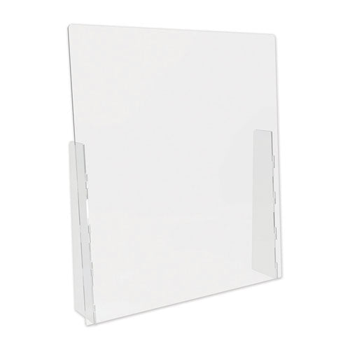 deflecto® wholesale. Counter Top Barrier With Full Shield, 31.75" X 6" X 36", Acrylic, Clear, 2-carton. HSD Wholesale: Janitorial Supplies, Breakroom Supplies, Office Supplies.