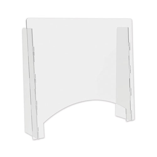 deflecto® wholesale. Counter Top Barrier With Pass Thru, 27" X 6" X 23.75", Polycarbonate, Clear, 2-carton. HSD Wholesale: Janitorial Supplies, Breakroom Supplies, Office Supplies.