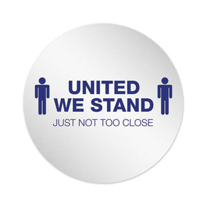 deflecto® wholesale. Personal Spacing Discs, United We Stand, 20" Dia, White-blue, 50-carton. HSD Wholesale: Janitorial Supplies, Breakroom Supplies, Office Supplies.