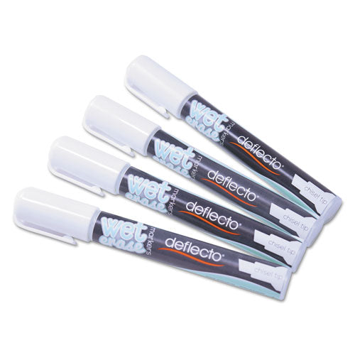 deflecto® wholesale. Wet Erase Markers, Medium Chisel Tip, White, 4-pack. HSD Wholesale: Janitorial Supplies, Breakroom Supplies, Office Supplies.