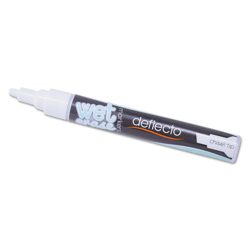 deflecto® wholesale. Wet Erase Markers, Medium Chisel Tip, White, 4-pack. HSD Wholesale: Janitorial Supplies, Breakroom Supplies, Office Supplies.