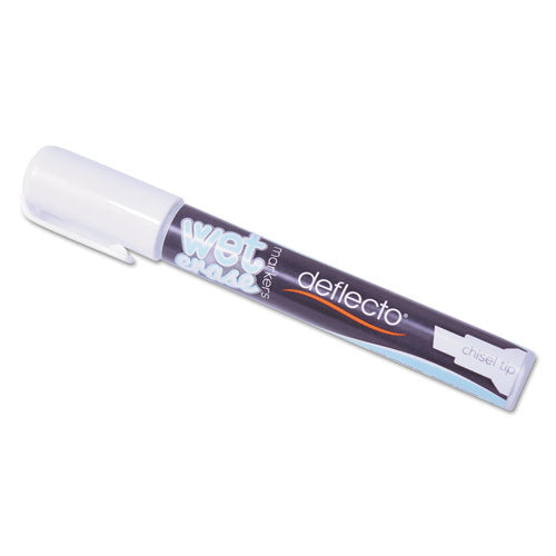 deflecto® wholesale. Wet Erase Markers, Medium Chisel Tip, White, 4-pack. HSD Wholesale: Janitorial Supplies, Breakroom Supplies, Office Supplies.