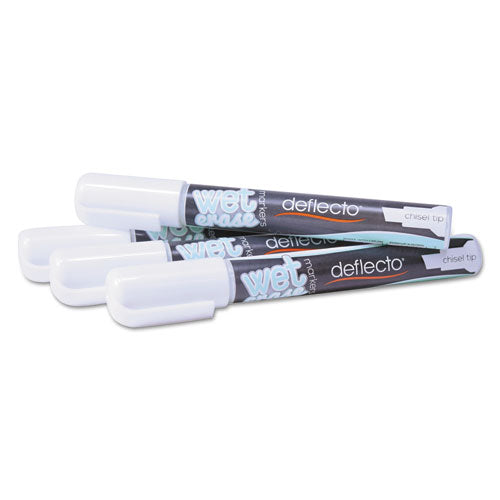 deflecto® wholesale. Wet Erase Markers, Medium Chisel Tip, White, 4-pack. HSD Wholesale: Janitorial Supplies, Breakroom Supplies, Office Supplies.