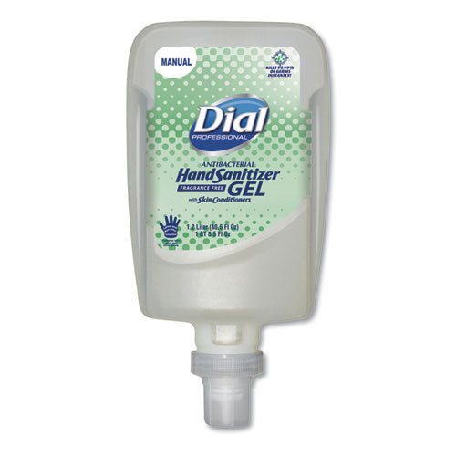 Dial® Professional wholesale. Dial® Fit Fragrance-free Antimicrobial Manual Dispenser Refill Gel Hand Sanitizer, 1.2 L, Bottle. HSD Wholesale: Janitorial Supplies, Breakroom Supplies, Office Supplies.