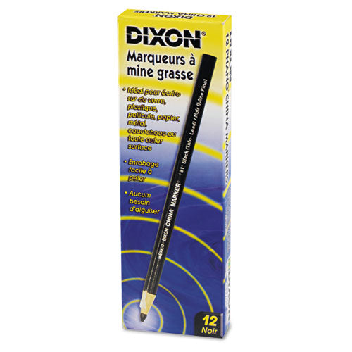 Dixon® wholesale. China Marker, Black, Thin, Dozen. HSD Wholesale: Janitorial Supplies, Breakroom Supplies, Office Supplies.