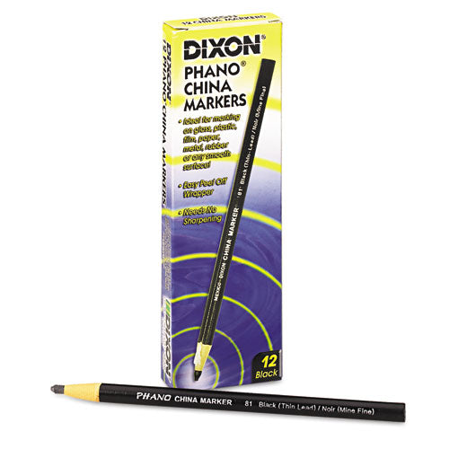 Dixon® wholesale. China Marker, Black, Thin, Dozen. HSD Wholesale: Janitorial Supplies, Breakroom Supplies, Office Supplies.