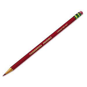 Ticonderoga® wholesale. Erasable Colored Pencils, 2.6 Mm, 2b (#1), Carmine Red Lead, Carmine Red Barrel, Dozen. HSD Wholesale: Janitorial Supplies, Breakroom Supplies, Office Supplies.