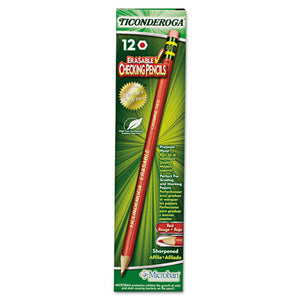 Ticonderoga® wholesale. Erasable Colored Pencils, 2.6 Mm, 2b (#1), Carmine Red Lead, Carmine Red Barrel, Dozen. HSD Wholesale: Janitorial Supplies, Breakroom Supplies, Office Supplies.