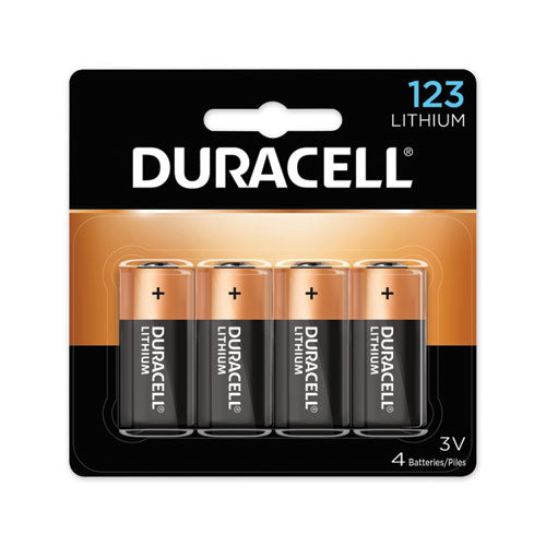 Duracell® wholesale. DURACELL Specialty High-power Lithium Batteries, 123, 3 V, 4-pack. HSD Wholesale: Janitorial Supplies, Breakroom Supplies, Office Supplies.
