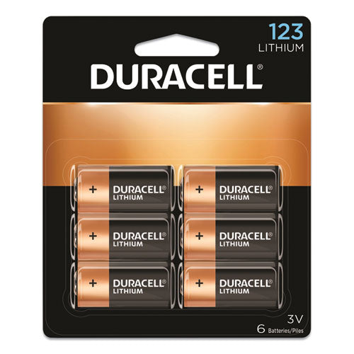 Duracell® wholesale. DURACELL Specialty High-power Lithium Batteries, 123, 3 V, 6-pack. HSD Wholesale: Janitorial Supplies, Breakroom Supplies, Office Supplies.