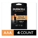Duracell® wholesale. DURACELL Optimum Alkaline Aaa Batteries, 4-pack. HSD Wholesale: Janitorial Supplies, Breakroom Supplies, Office Supplies.
