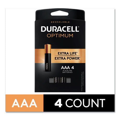 Duracell® wholesale. DURACELL Optimum Alkaline Aaa Batteries, 4-pack. HSD Wholesale: Janitorial Supplies, Breakroom Supplies, Office Supplies.