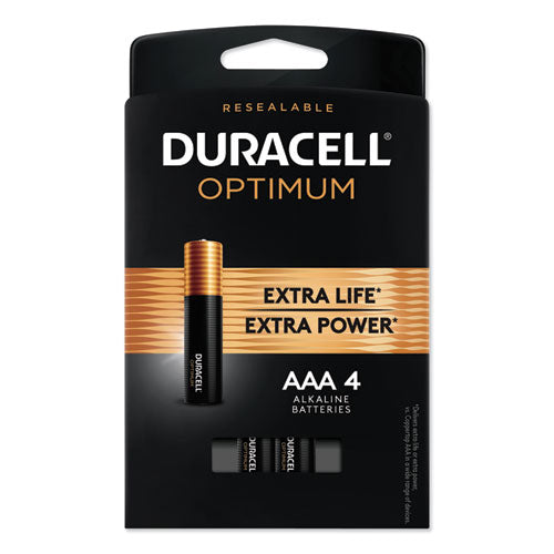 Duracell® wholesale. DURACELL Optimum Alkaline Aaa Batteries, 4-pack. HSD Wholesale: Janitorial Supplies, Breakroom Supplies, Office Supplies.