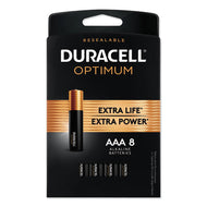 Duracell® wholesale. DURACELL Optimum Alkaline Aaa Batteries, 8-pack. HSD Wholesale: Janitorial Supplies, Breakroom Supplies, Office Supplies.