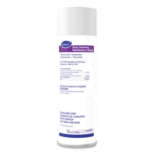 Diversey™ wholesale. Diversey Envy Foaming Disinfectant Cleaner, Lavender Scent, 19 Oz Aerosol Spray, 12-carton. HSD Wholesale: Janitorial Supplies, Breakroom Supplies, Office Supplies.