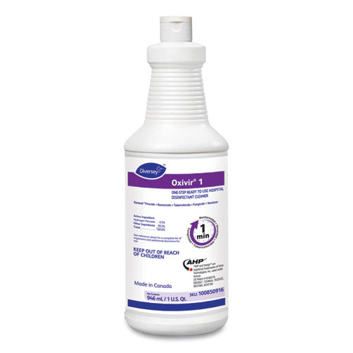 Diversey™ wholesale. Diversey Oxivir 1 Rtu Disinfectant Cleaner, 32 Oz Spray Bottle, 12-carton. HSD Wholesale: Janitorial Supplies, Breakroom Supplies, Office Supplies.