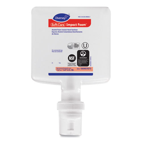 Diversey™ wholesale. Diversey Soft Care Impact Foam Hand Sanitizer For Intellicare Dispensers, 1200 Ml, Cartridge, 6-carton. HSD Wholesale: Janitorial Supplies, Breakroom Supplies, Office Supplies.