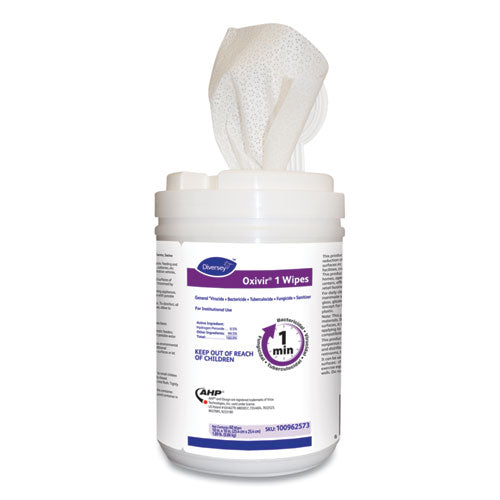Diversey™ wholesale. Diversey Oxivir 1 Wipes, Characteristic Scent, 10" X 10", 60 Wipes, 12-carton. HSD Wholesale: Janitorial Supplies, Breakroom Supplies, Office Supplies.