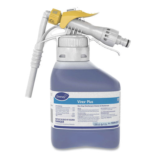 Diversey™ wholesale. Diversey Virex Plus One-step Disinfectant Cleaner And Deodorant, 1.5 L Closed-loop Plastic Bottle, 2-carton. HSD Wholesale: Janitorial Supplies, Breakroom Supplies, Office Supplies.