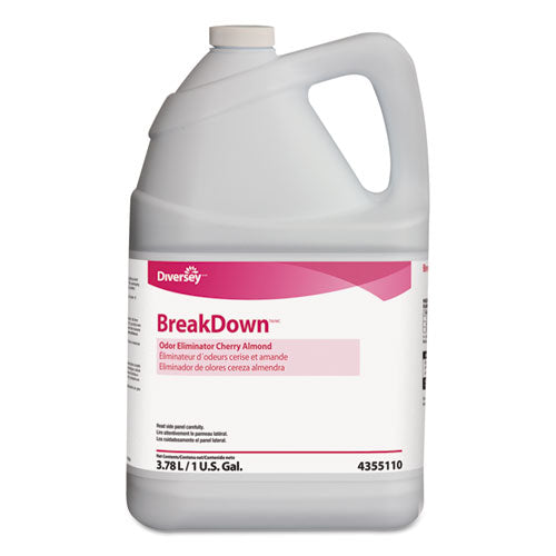 Diversey™ wholesale. Diversey Breakdown Odor Eliminator, Cherry Almond Scent, Liquid, 1 Gal Bottle, 4-carton. HSD Wholesale: Janitorial Supplies, Breakroom Supplies, Office Supplies.