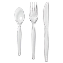 Load image into Gallery viewer, Dixie® wholesale. DIXIE Cutlery Keeper Tray With Clear Plastic Utensils: 600 Forks, 600 Knives, 600 Spoons. HSD Wholesale: Janitorial Supplies, Breakroom Supplies, Office Supplies.