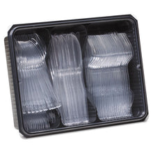 Load image into Gallery viewer, Dixie® wholesale. DIXIE Cutlery Keeper Tray With Clear Plastic Utensils: 600 Forks, 600 Knives, 600 Spoons. HSD Wholesale: Janitorial Supplies, Breakroom Supplies, Office Supplies.