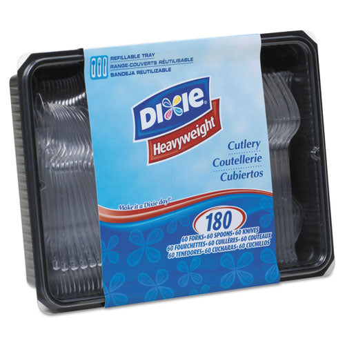 Dixie® wholesale. DIXIE Cutlery Keeper Tray With Clear Plastic Utensils: 600 Forks, 600 Knives, 600 Spoons. HSD Wholesale: Janitorial Supplies, Breakroom Supplies, Office Supplies.