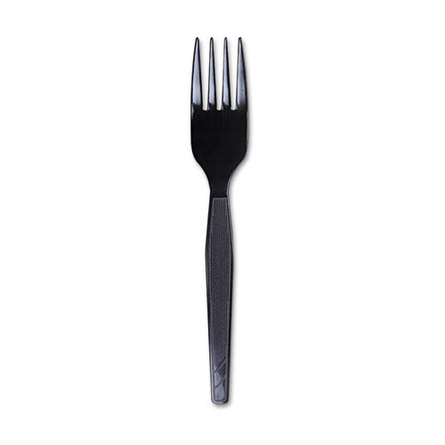 Dixie® wholesale. DIXIE Plastic Cutlery, Heavy Mediumweight Forks, Black, 1,000-carton. HSD Wholesale: Janitorial Supplies, Breakroom Supplies, Office Supplies.